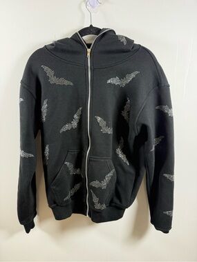 Halloween Rhinestone Oversized Bat Hoodie As Is Size S